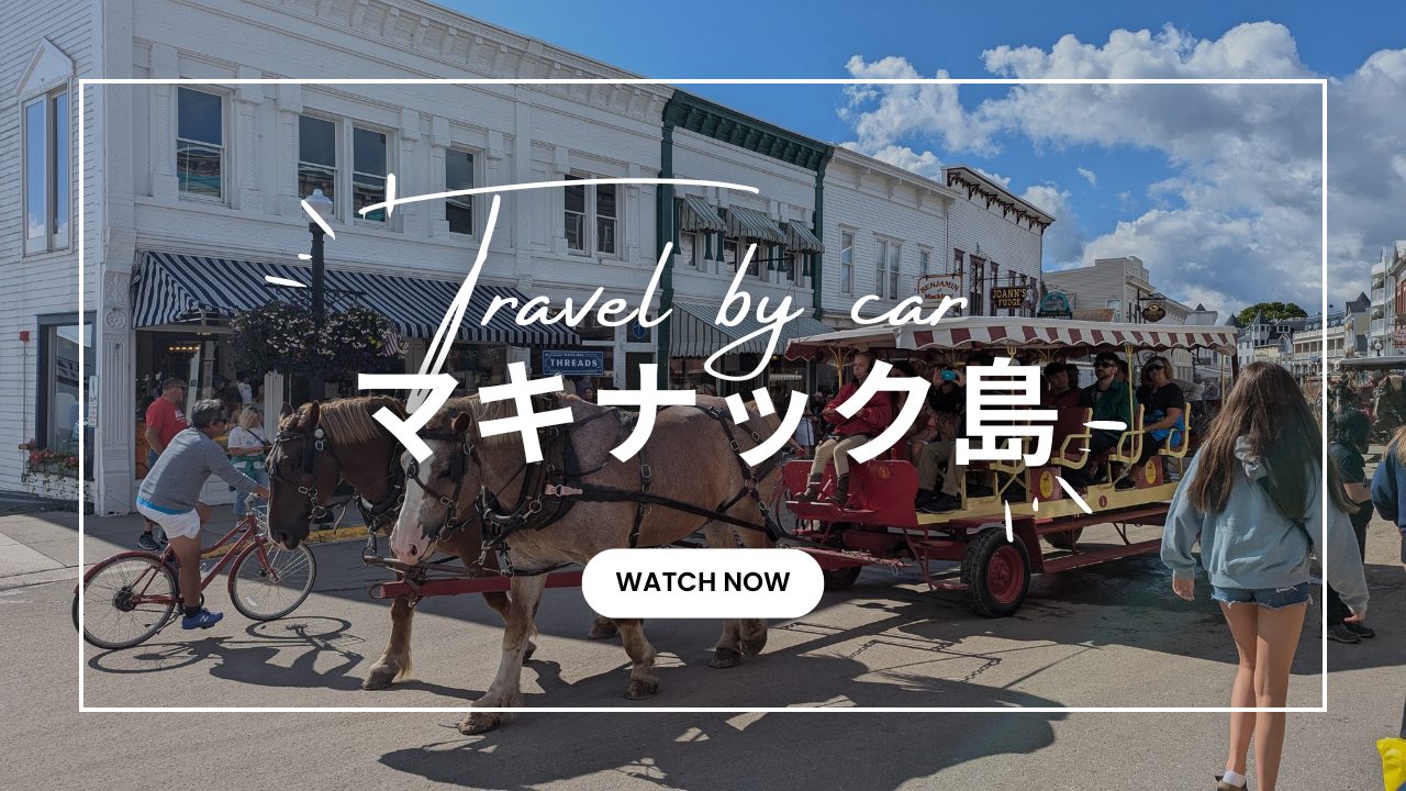 車でマキナック島（マキノー島）観光ファミリー旅行